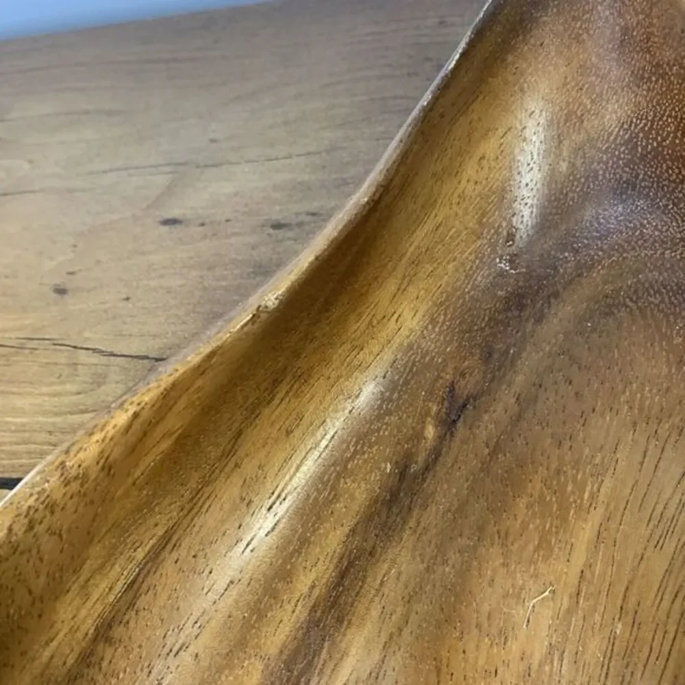Vintage Genuine Monkey Pod Wood Hand Crafted Large Leaf Relish Dish Hong Kong